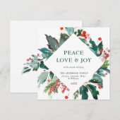 Vrede Liefde & Vreugde Festive Kerst Groet Vakanti Feestdagenkaart (Voorkant / Achterkant)