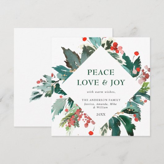 Vrede Liefde & Vreugde Festive Kerst Groet Vakanti Feestdagenkaart (Voorkant / Achterkant)