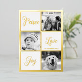 Vrede liefde vreugde Foto Kerst echt   Folie Feestdagenkaart (Staand Voorkant)