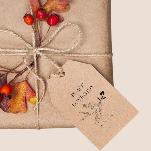 Vrede Liefde Vreugde Geloof Kerstmis Sneeuw Vogel  Rubberstempel