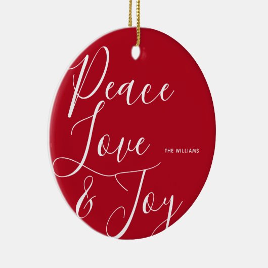 Vrede Liefde Vreugde Gepersonaliseerde Kerstmis Keramisch Ornament (Rechts)