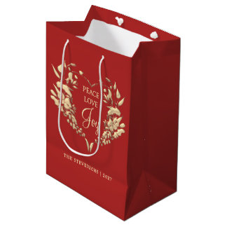 Vrede Liefde Vreugde Gepersonaliseerde Kerstmis Medium Cadeauzakje