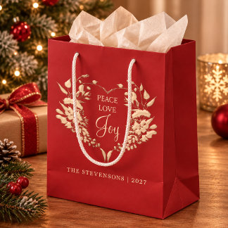 Vrede Liefde Vreugde Gepersonaliseerde Kerstmis Medium Cadeauzakje