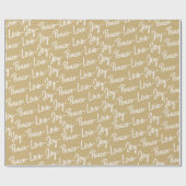 Vrede, liefde, vreugde | Goud en wit kerstfeest Cadeaupapier (Vlak)