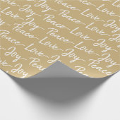 Vrede, liefde, vreugde | Goud en wit kerstfeest Cadeaupapier (Hoek)