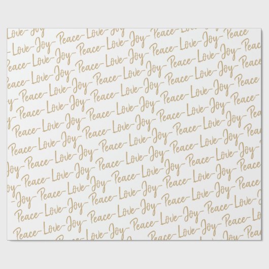 Vrede, liefde, vreugde | Goud en wit kerstfeest Cadeaupapier (Vlak)