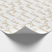 Vrede, liefde, vreugde | Goud en wit kerstfeest Cadeaupapier (Hoek)