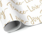 Vrede, liefde, vreugde | Goud en wit kerstfeest Cadeaupapier (Rol Hoek)