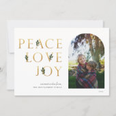 Vrede Liefde Vreugde Gouden Foto Feestdagenkaart (Voorkant)