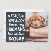 Vrede Liefde & Vreugde Grappige Moderne Huisdier A Feestdagenkaart (Voorkant)