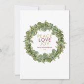 Vrede Liefde Vreugde Groen Krans Kerstmis Feestdagenkaart (Voorkant)