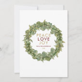 Vrede Liefde Vreugde Groene Krans Kerstmis Feestdagenkaart (Voorkant)