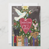 Vrede, Liefde, Vreugde, Huisdieren met Kerstmis Feestdagenkaart (Voorkant)