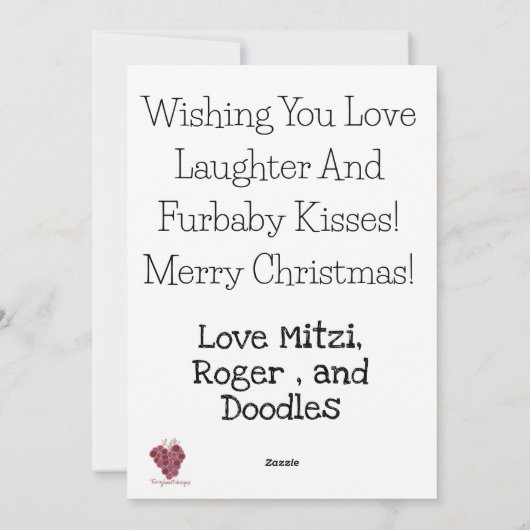 Vrede, Liefde, Vreugde, Huisdieren met Kerstmis Feestdagenkaart (Achterkant)