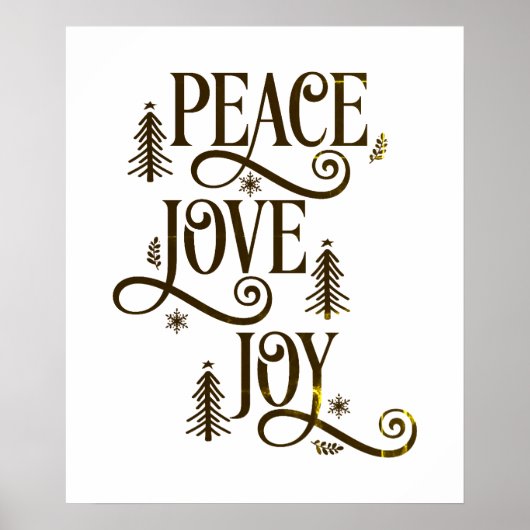 Vrede Liefde Vreugde in Goud Rustieke Typografie Poster (Voorkant)