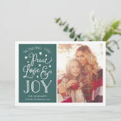 Vrede, Liefde & Vreugde | Kerst Fotokaart Feestdagenkaart (Staand voorkant)