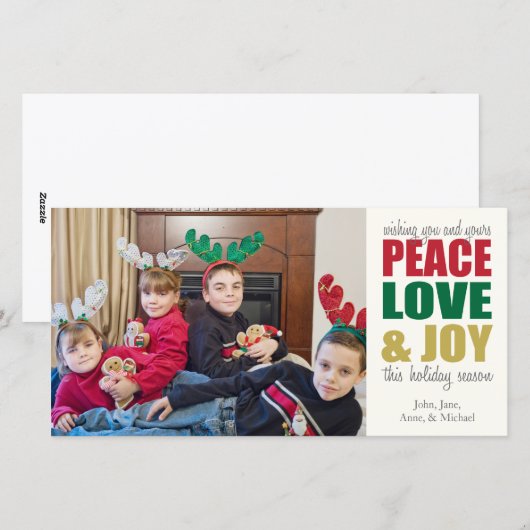 Vrede Liefde & Vreugde Kerst Fotokaarten Feestdagenkaart (Voorkant / Achterkant)