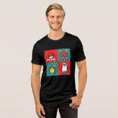 Vrede Liefde Vreugde Kerst Pop Art Tri-Blend Shirt (Voorkant volledig)