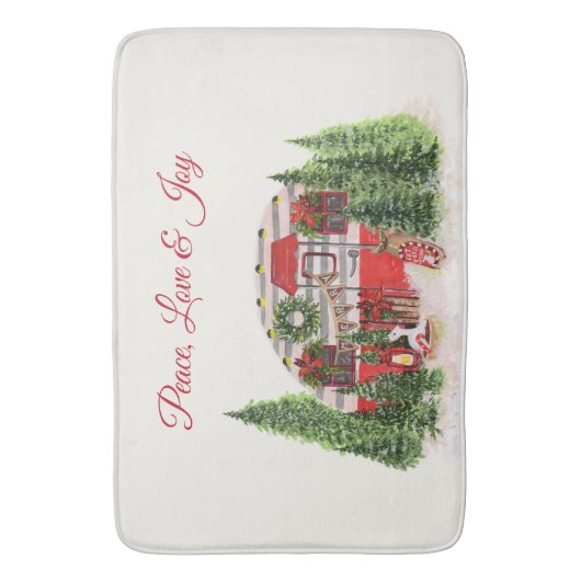 Vrede, Liefde & Vreugde Kerst Trailer Camper Badmat (Voorkant Verticaal)