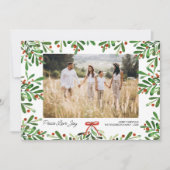 Vrede Liefde Vreugde, Kerstbessen, Aangepaste foto Feestdagenkaart (Voorkant)