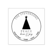 Vrede Liefde & Vreugde, Kerstboom Terugkeeradres Rubberstempel (Afrduk)