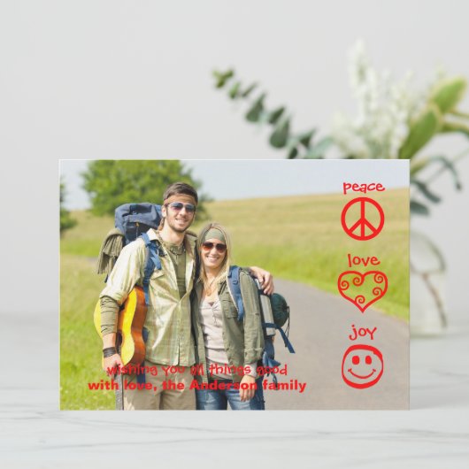 Vrede, liefde, vreugde - kerstkaart (Staand voorkant)