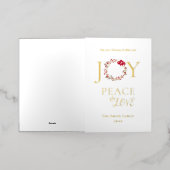 Vrede, Liefde & Vreugde Kerstkrans | Rood Beige Folie Feestdagenkaart (Buiten Laag)