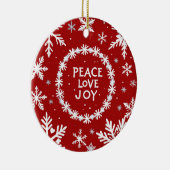 Vrede Liefde Vreugde Kerstmis Feestelijk Keramisch Ornament (Rechts)