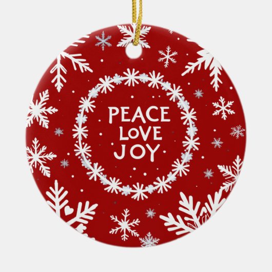 Vrede Liefde Vreugde Kerstmis Feestelijk Keramisch Ornament (Voorkant)