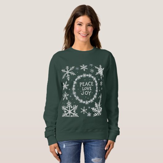 Vrede Liefde Vreugde Kerstmis Feestelijk Trui (Voorkant volledig)