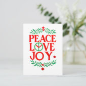 Vrede Liefde Vreugde Kerstmis Feestelijke Vakantie Briefkaart (Staand voorkant)