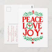 Vrede Liefde Vreugde Kerstmis Feestelijke Vakantie Briefkaart (Voorkant / Achterkant)