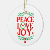 Vrede Liefde Vreugde Kerstmis Feestelijke Vakantie Keramisch Ornament (Links)