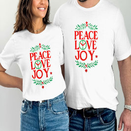 Vrede Liefde Vreugde Kerstmis Feestelijke Vakantie T-shirt