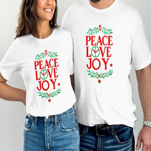 Vrede Liefde Vreugde Kerstmis Feestelijke Vakantie T-shirt