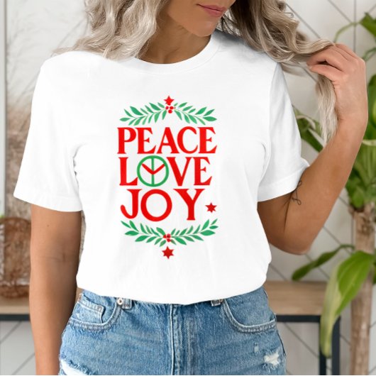 Vrede Liefde Vreugde Kerstmis Feestelijke Vakantie T-shirt