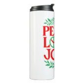 Vrede Liefde Vreugde Kerstmis Feestelijke Vakantie Thermosbeker (Gedraaid links)