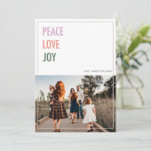 Vrede Liefde Vreugde Kerstmis Foto Vakantie Kaart (Staand voorkant)