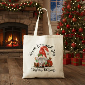 Vrede, Liefde & Vreugde Kerstmis Gnome Zegeningen Tote Bag