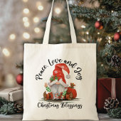 Vrede, Liefde & Vreugde Kerstmis Gnome Zegeningen Tote Bag