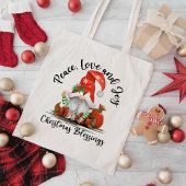 Vrede, Liefde & Vreugde Kerstmis Gnome Zegeningen Tote Bag