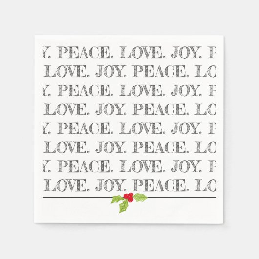 Vrede Liefde Vreugde Kerstmis Holly Vakantie Plezi Servet (Voorkant)