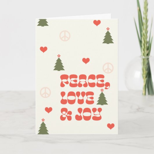 Vrede, Liefde & Vreugde Kerstmis Kaart (Voorkant)