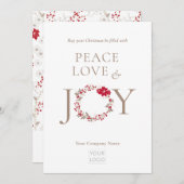 VREDE LIEFDE VREUGDE Kerstmis krans Business Feestdagenkaart (Voorkant / Achterkant)