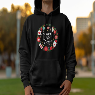 Vrede Liefde Vreugde Kerstmis Krans Feestelijk Hoodie