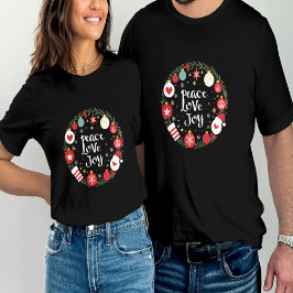 Vrede Liefde Vreugde Kerstmis Krans Feestelijk T-shirt