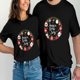 Vrede Liefde Vreugde Kerstmis Krans Feestelijk T-shirt