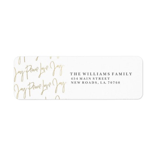 Vrede Liefde Vreugde Kerstmis Labels | Goud (Voorkant)