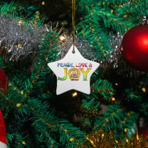 Vrede, Liefde & Vreugde Kerstmis Ornament