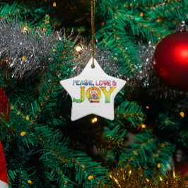 Vrede, Liefde & Vreugde Kerstmis Ornament